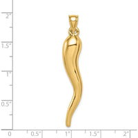 14K Yellow Gold Hollow 3D Italian Horn Pendant - Symbol of Strength and Protection by Oro Pregiato