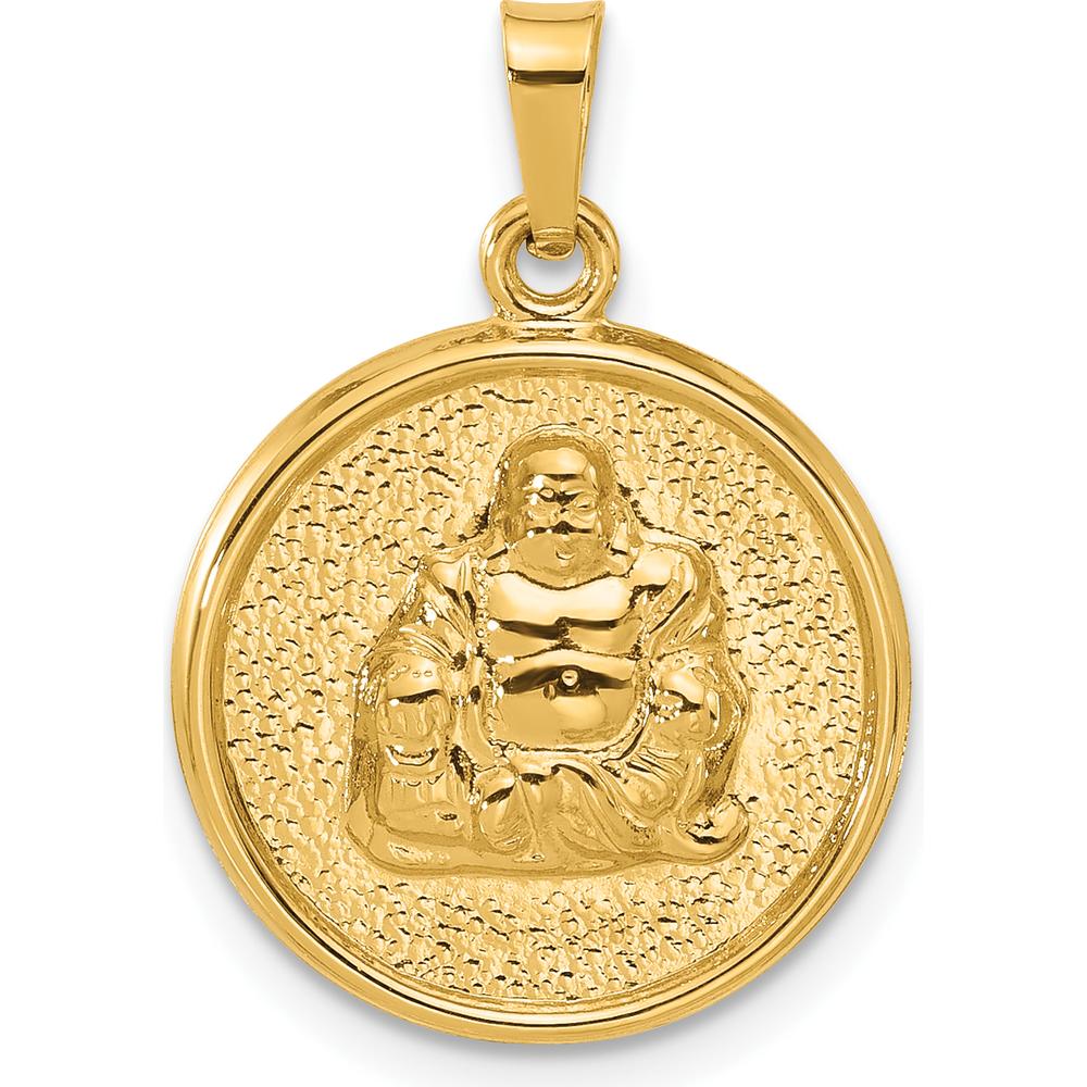 14K Yellow Gold Hollow Buddha Charm Pendant - Polished Finish by Oro Pregiato