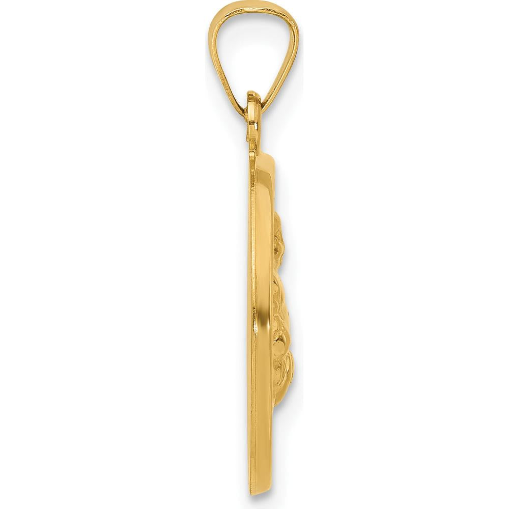 14K Yellow Gold Hollow Buddha Charm Pendant - Polished Finish by Oro Pregiato
