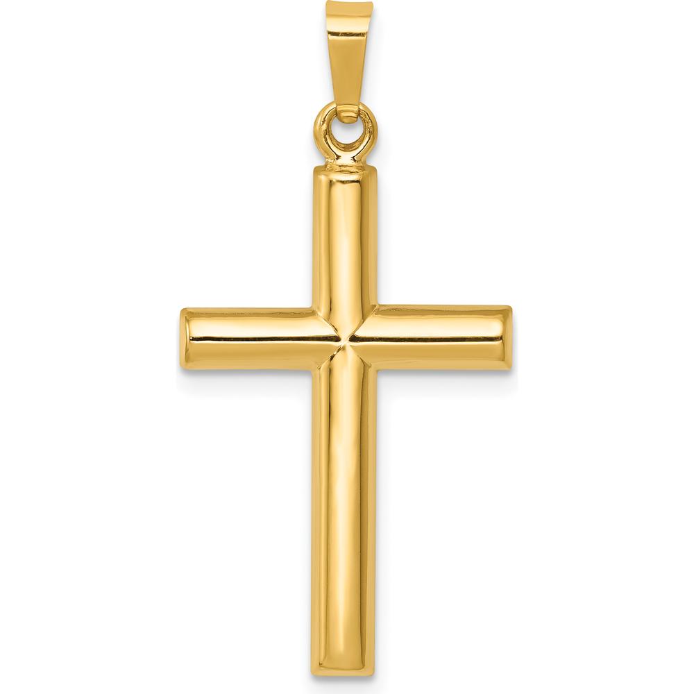 14K Yellow Gold Hollow Cross Pendant - 30mm Length by Oro Pregiato