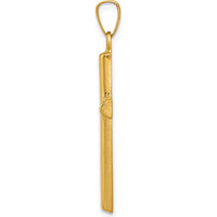 14K Yellow Gold Hollow Cross Pendant - 30mm Length by Oro Pregiato