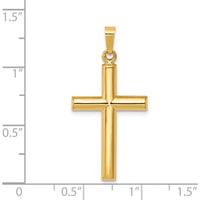 14K Yellow Gold Hollow Cross Pendant - 30mm Length by Oro Pregiato