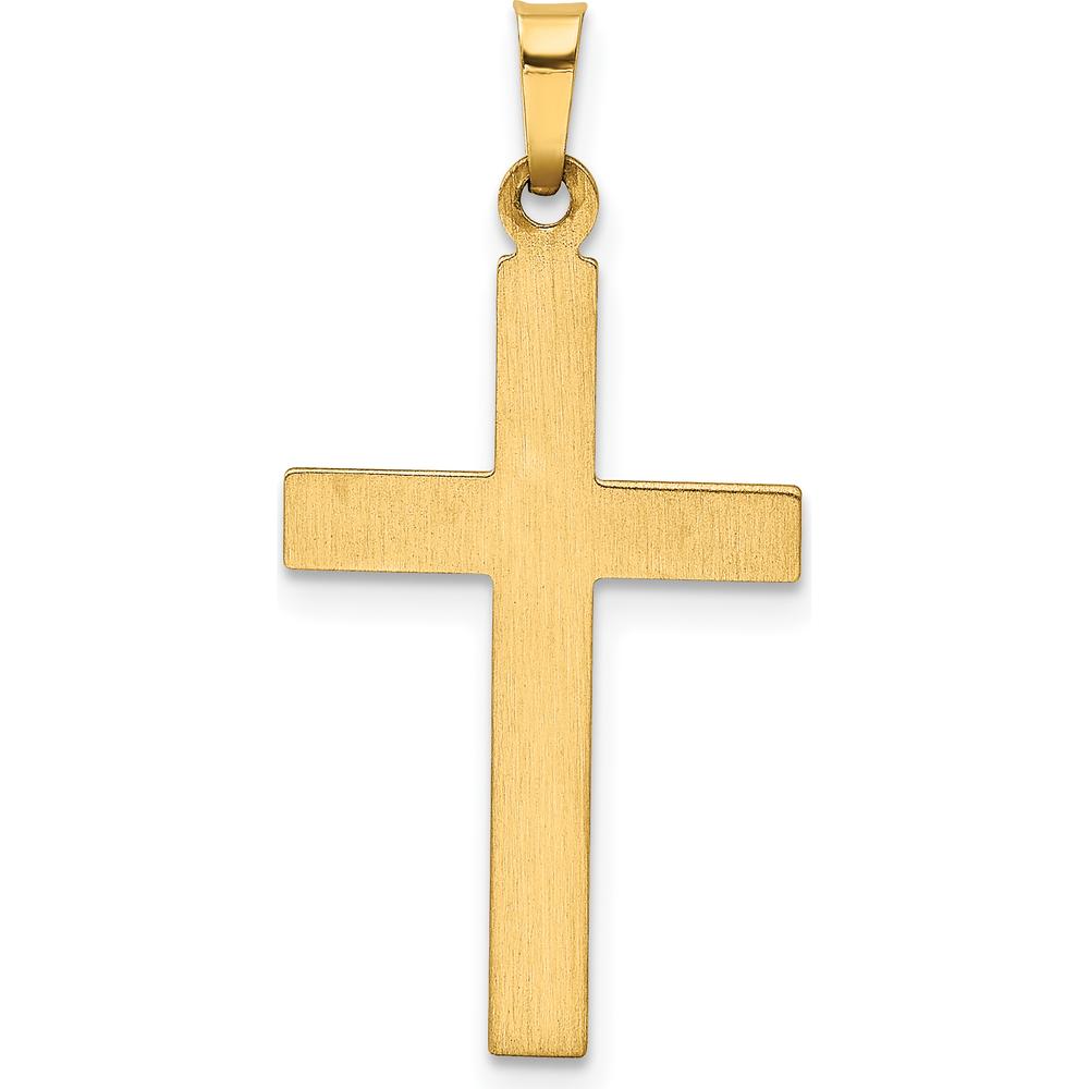 14K Yellow Gold Hollow Cross Pendant - 30mm Length by Oro Pregiato