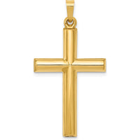14K Yellow Gold Hollow Cross Pendant - 32mm Length, 19mm Width by Oro Pregiato