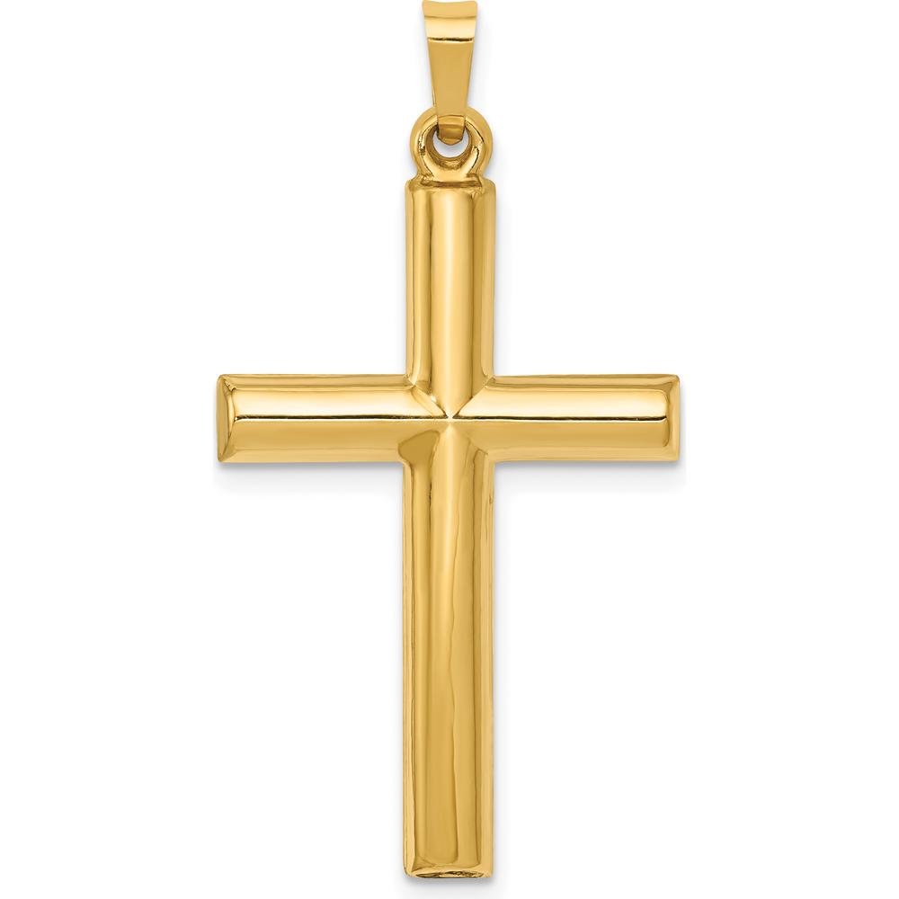 14K Yellow Gold Hollow Cross Pendant - 32mm Length, 19mm Width by Oro Pregiato