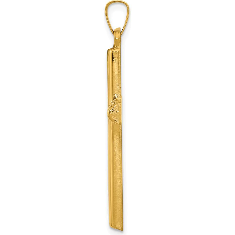 14K Yellow Gold Hollow Cross Pendant - 32mm Length, 19mm Width by Oro Pregiato