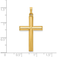 14K Yellow Gold Hollow Cross Pendant - 32mm Length, 19mm Width by Oro Pregiato