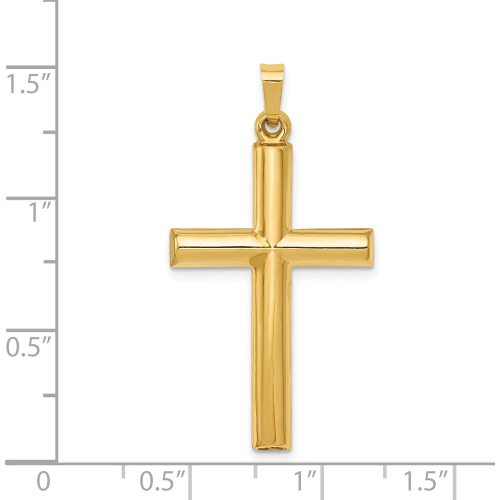 14K Yellow Gold Hollow Cross Pendant - 32mm Length, 19mm Width by Oro Pregiato