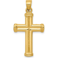 14K Yellow Gold Hollow Cross Pendant - 34mm Length, 18.3mm Width by Oro Pregiato