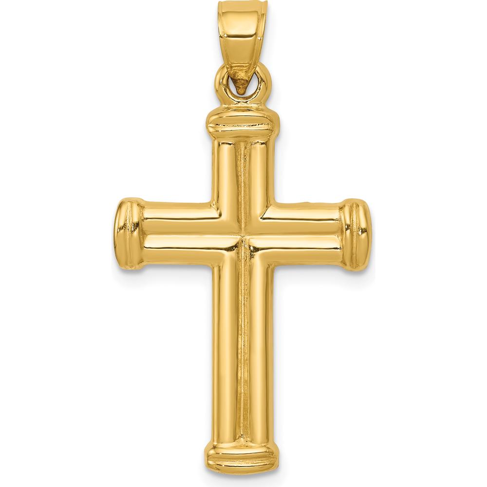 14K Yellow Gold Hollow Cross Pendant - 34mm Length, 18.3mm Width by Oro Pregiato