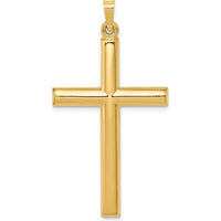 14K Yellow Gold Hollow Cross Pendant - 40mm Length, 21mm Width by Oro Pregiato