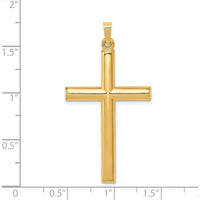 14K Yellow Gold Hollow Cross Pendant - 40mm Length, 21mm Width by Oro Pregiato