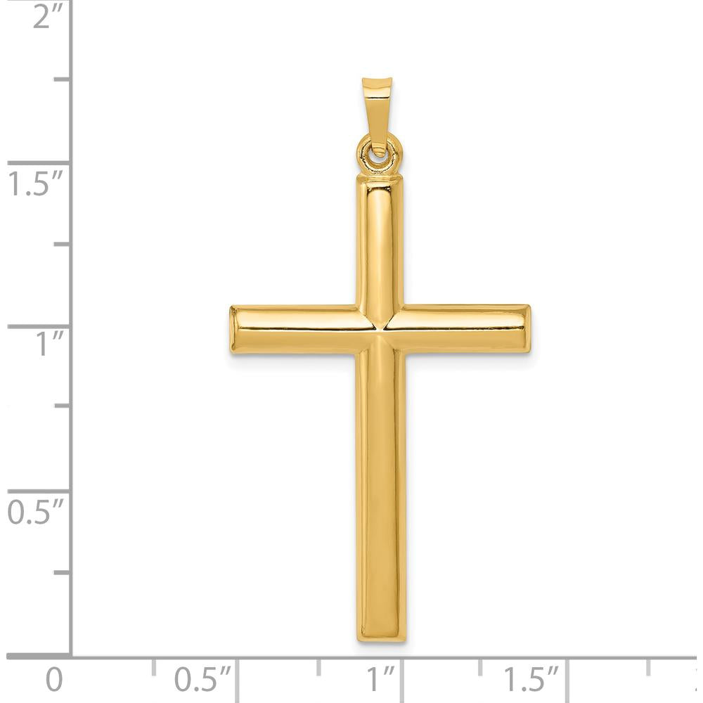 14K Yellow Gold Hollow Cross Pendant - 40mm Length, 21mm Width by Oro Pregiato