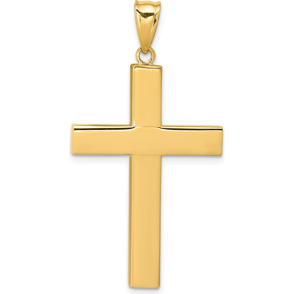 14K Yellow Gold Hollow Cross Pendant - 42mm Length, 22mm Width by Oro Pregiato