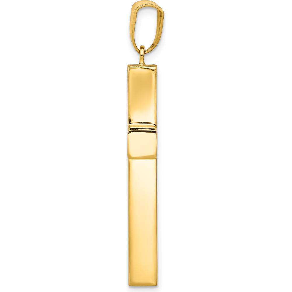 14K Yellow Gold Hollow Cross Pendant - 42mm Length, 22mm Width by Oro Pregiato