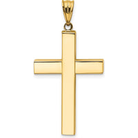 14K Yellow Gold Hollow Cross Pendant - 42mm Length, 22mm Width by Oro Pregiato