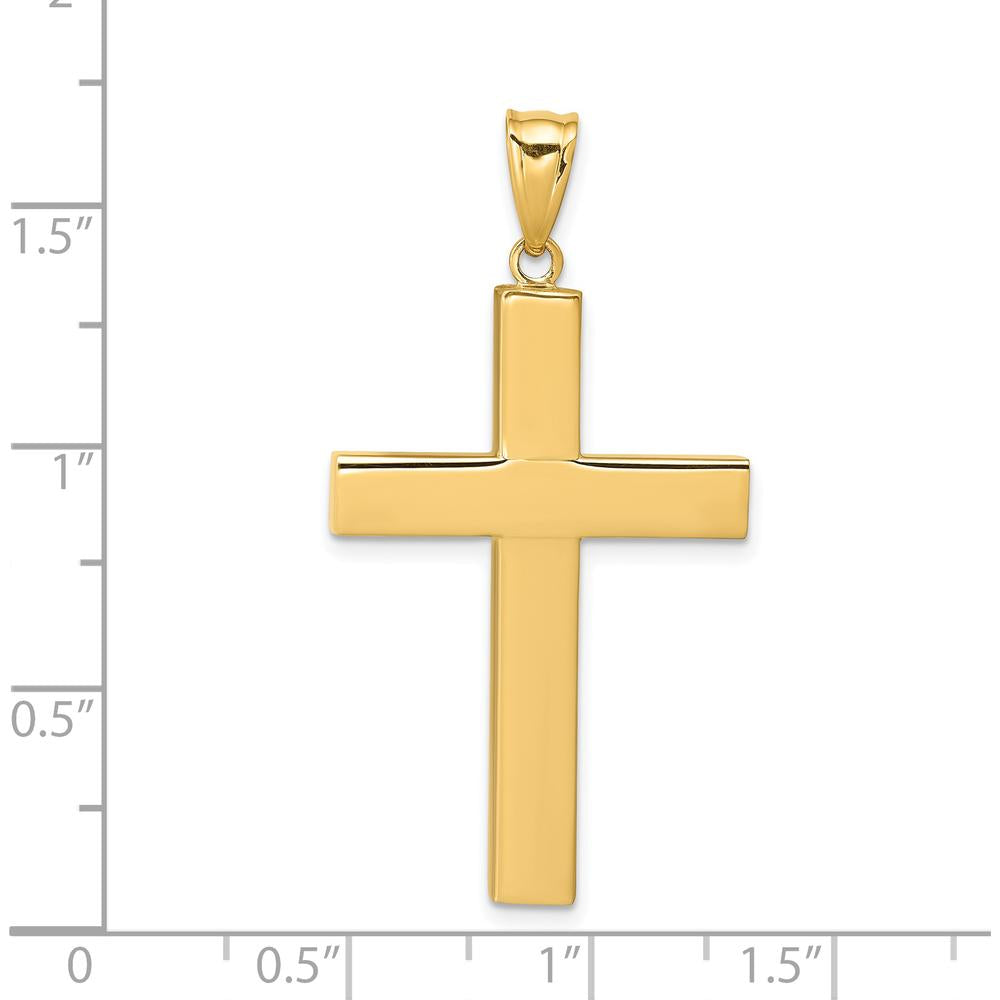 14K Yellow Gold Hollow Cross Pendant - 42mm Length, 22mm Width by Oro Pregiato