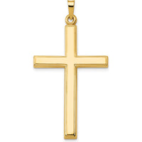 14K Yellow Gold Hollow Cross Pendant - 44mm Length, 23mm Width by Oro Pregiato