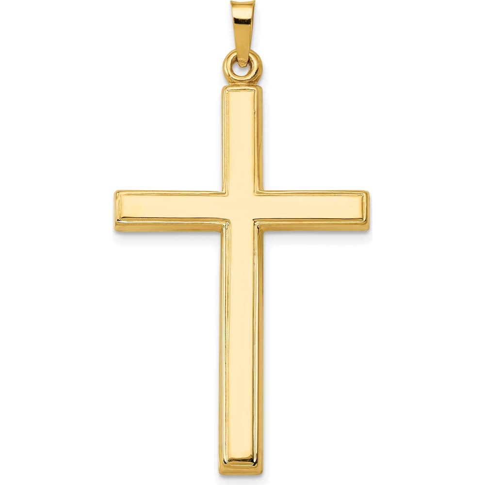 14K Yellow Gold Hollow Cross Pendant - 44mm Length, 23mm Width by Oro Pregiato