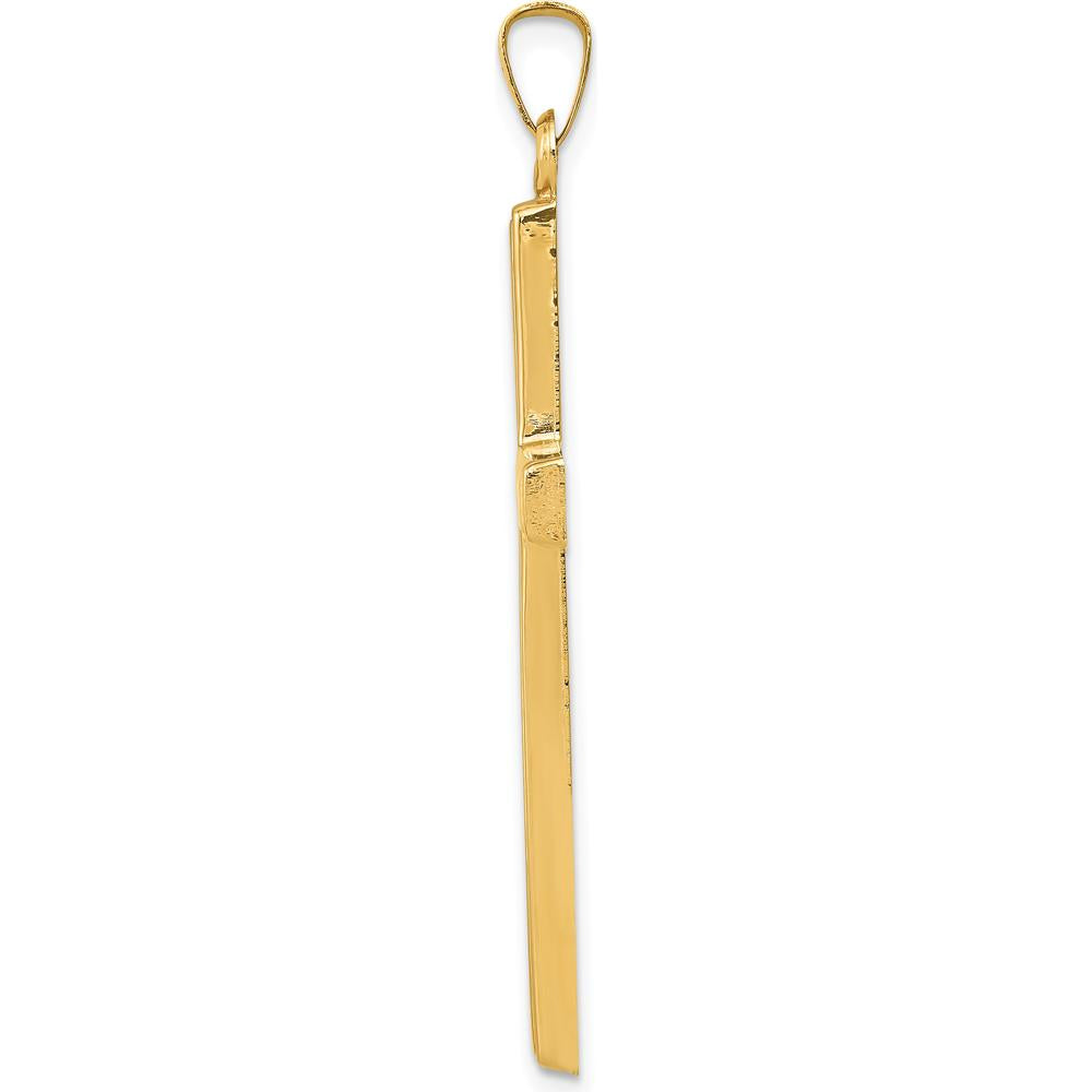 14K Yellow Gold Hollow Cross Pendant - 44mm Length, 23mm Width by Oro Pregiato
