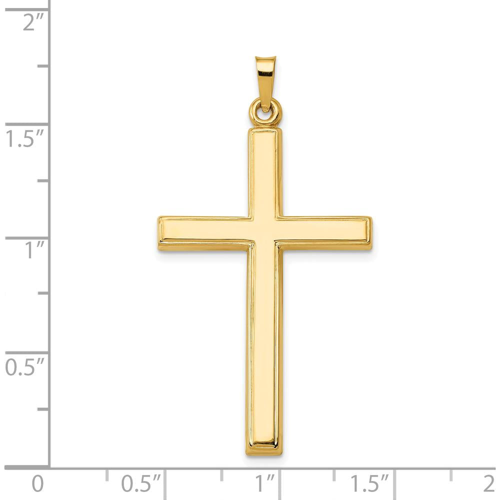 14K Yellow Gold Hollow Cross Pendant - 44mm Length, 23mm Width by Oro Pregiato
