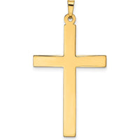14K Yellow Gold Hollow Cross Pendant - 44mm Length, 23mm Width by Oro Pregiato