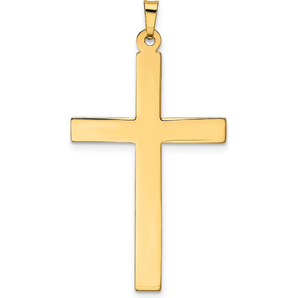 14K Yellow Gold Hollow Cross Pendant - 44mm Length, 23mm Width by Oro Pregiato