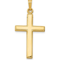 14K Yellow Gold Hollow Cross Pendant - Polished Finish, 33mm Length by Oro Pregiato