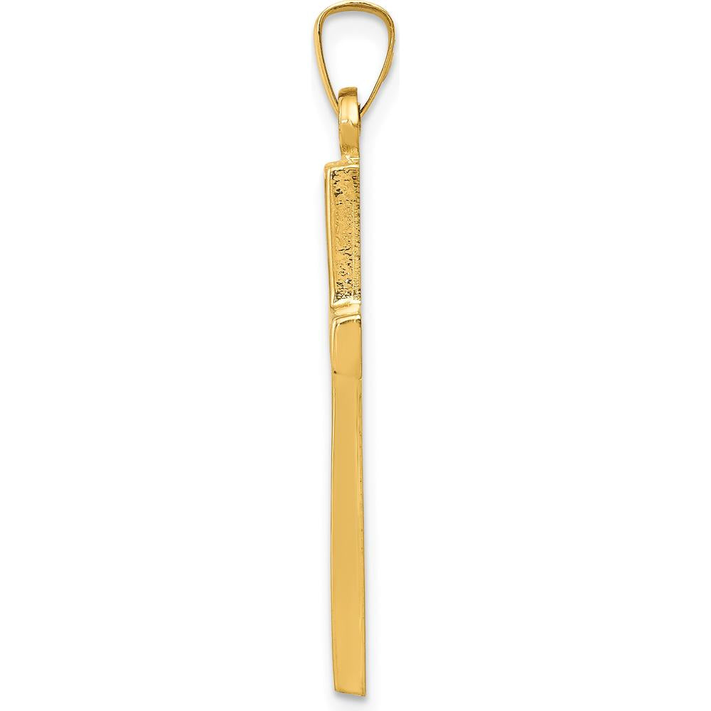14K Yellow Gold Hollow Cross Pendant - Polished Finish, 33mm Length by Oro Pregiato