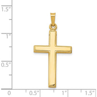14K Yellow Gold Hollow Cross Pendant - Polished Finish, 33mm Length by Oro Pregiato