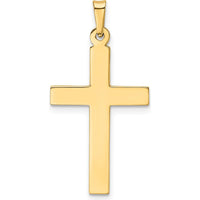 14K Yellow Gold Hollow Cross Pendant - Polished Finish, 33mm Length by Oro Pregiato