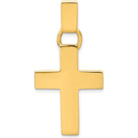 14K Yellow Gold Hollow Cross Pendant - Polished Finish 40mm Length by Oro Pregiato