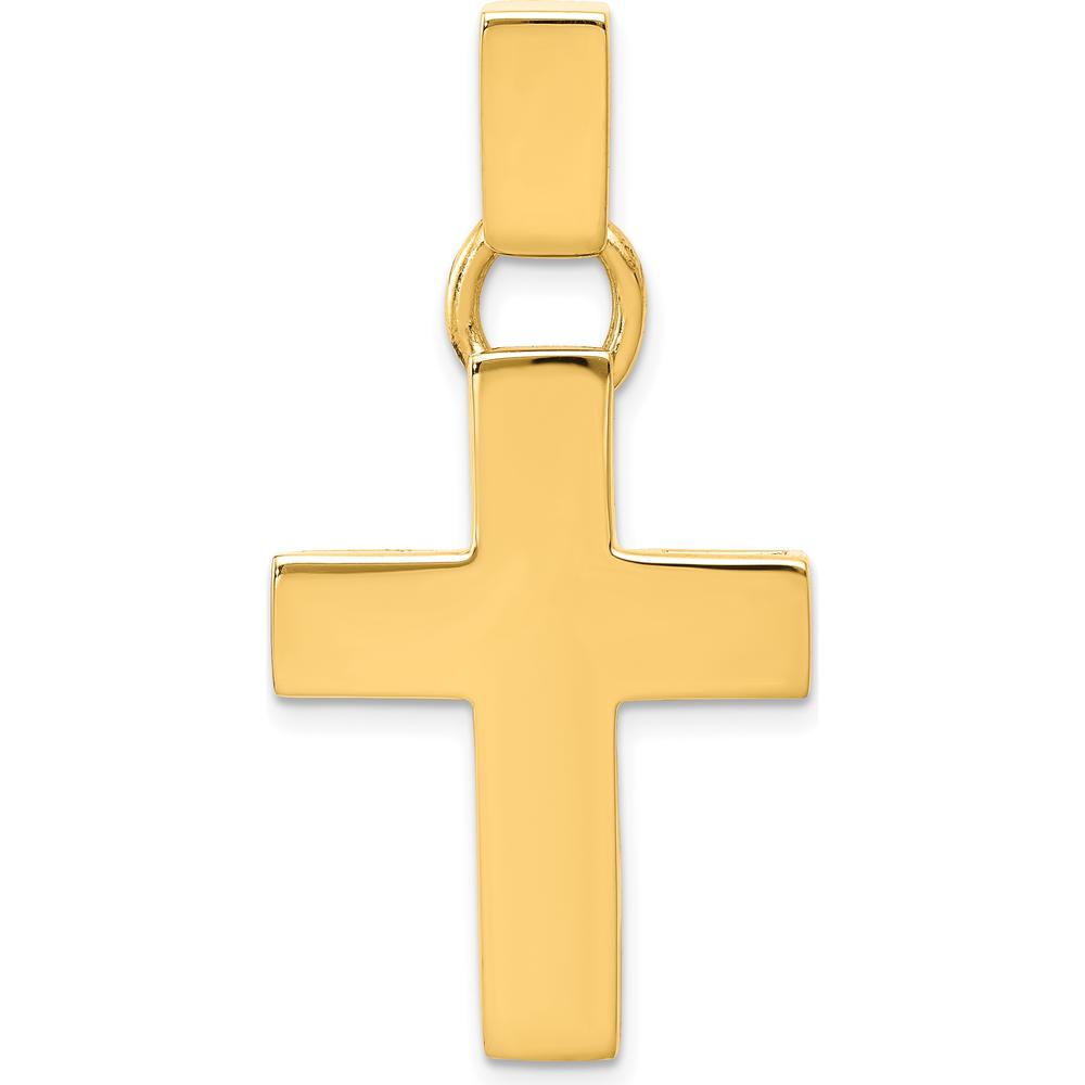 14K Yellow Gold Hollow Cross Pendant - Polished Finish 40mm Length by Oro Pregiato