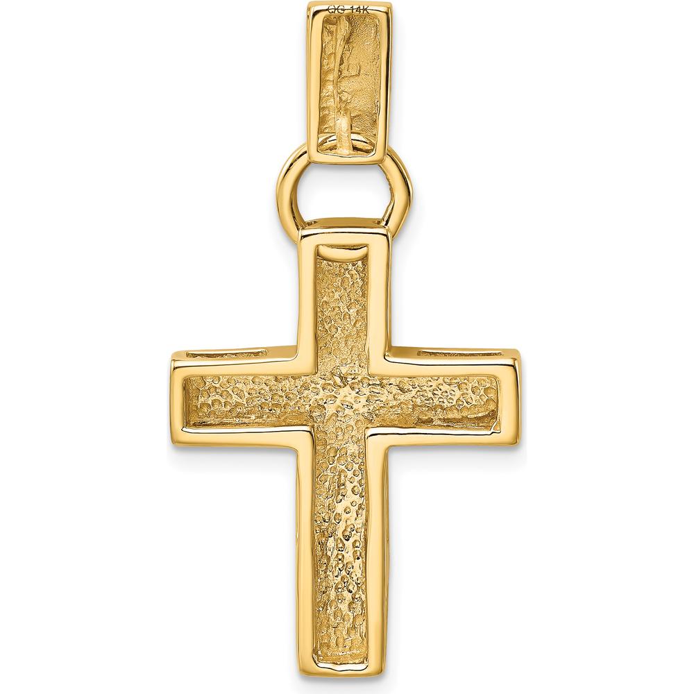 14K Yellow Gold Hollow Cross Pendant - Polished Finish 40mm Length by Oro Pregiato