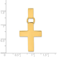 14K Yellow Gold Hollow Cross Pendant - Polished Finish 40mm Length by Oro Pregiato