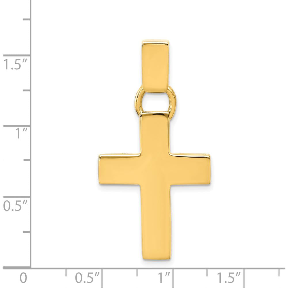 14K Yellow Gold Hollow Cross Pendant - Polished Finish 40mm Length by Oro Pregiato