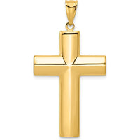 14K Yellow Gold Hollow Cross Pendant - Polished Finish by Oro Pregiato