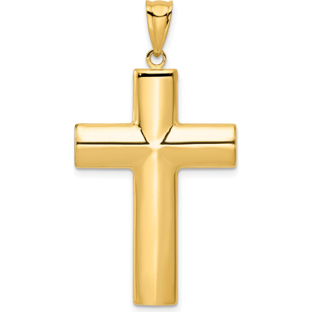 14K Yellow Gold Hollow Cross Pendant - Polished Finish by Oro Pregiato