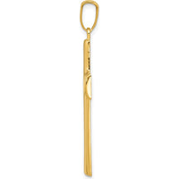 14K Yellow Gold Hollow Cross Pendant - Polished Finish by Oro Pregiato
