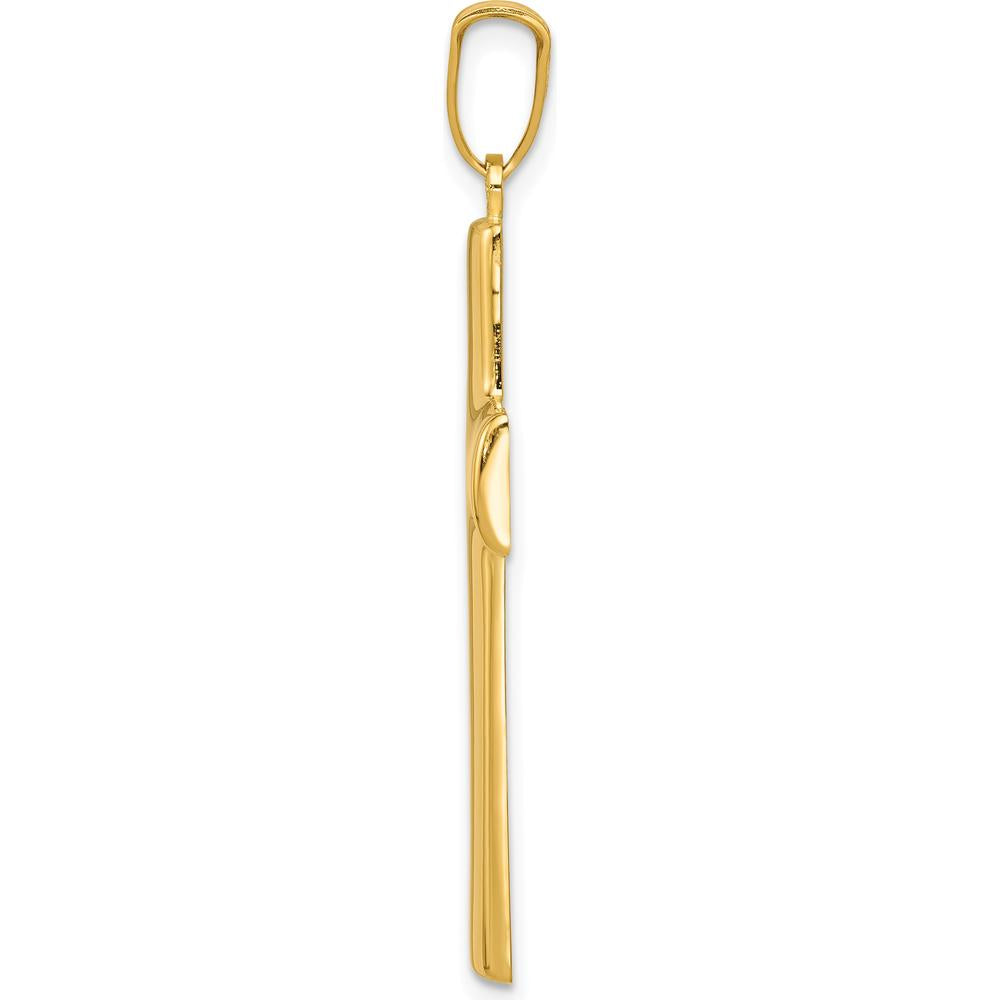 14K Yellow Gold Hollow Cross Pendant - Polished Finish by Oro Pregiato