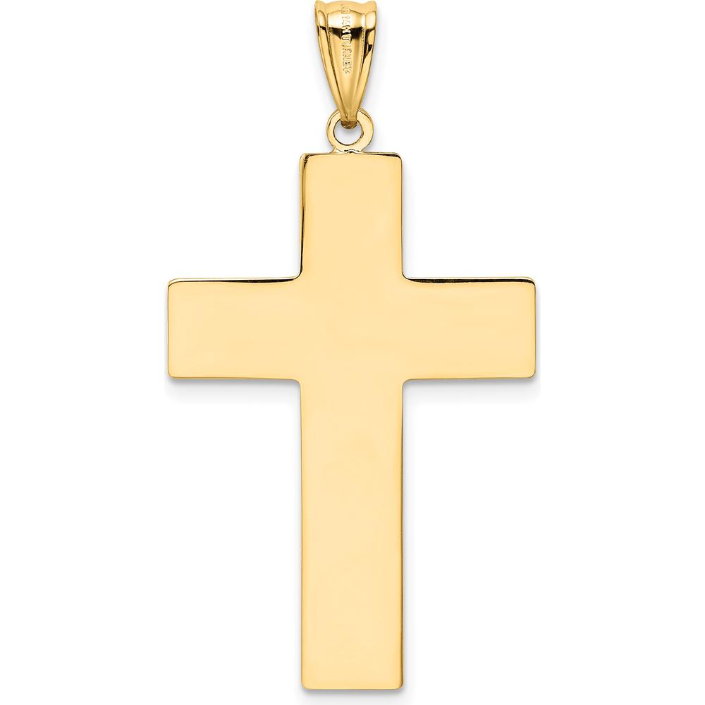 14K Yellow Gold Hollow Cross Pendant - Polished Finish by Oro Pregiato