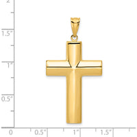 14K Yellow Gold Hollow Cross Pendant - Polished Finish by Oro Pregiato