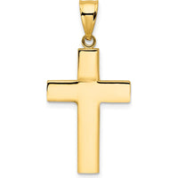 14K Yellow Gold Hollow Cross Pendant - Polished Finish by Oro Pregiato