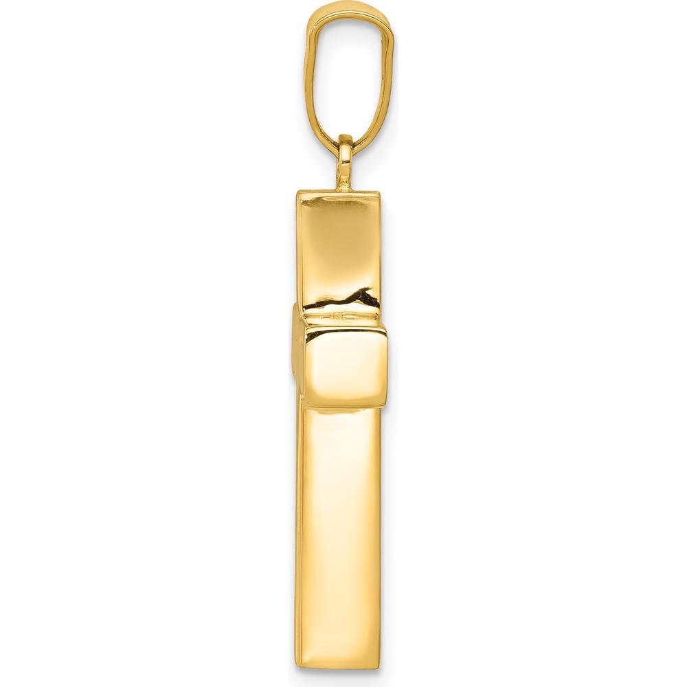 14K Yellow Gold Hollow Cross Pendant - Polished Finish by Oro Pregiato