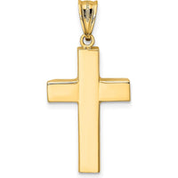 14K Yellow Gold Hollow Cross Pendant - Polished Finish by Oro Pregiato