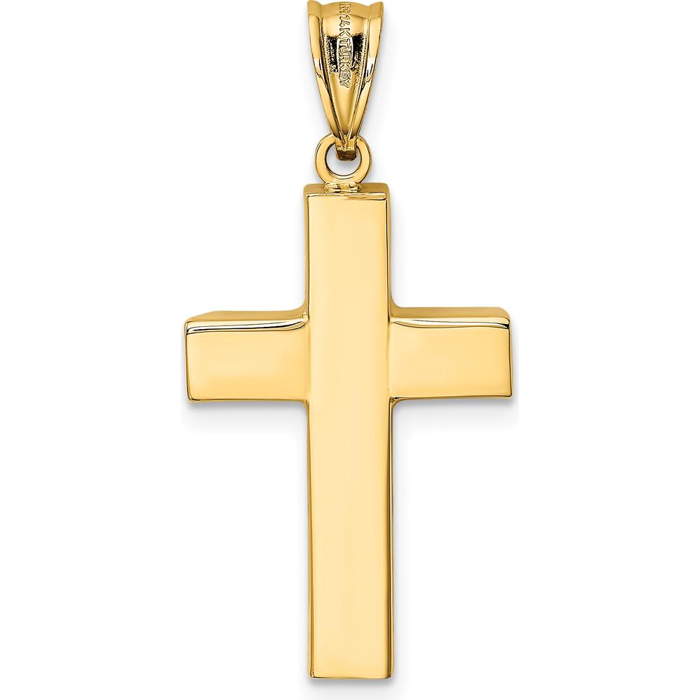 14K Yellow Gold Hollow Cross Pendant - Polished Finish by Oro Pregiato