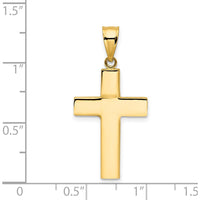 14K Yellow Gold Hollow Cross Pendant - Polished Finish by Oro Pregiato