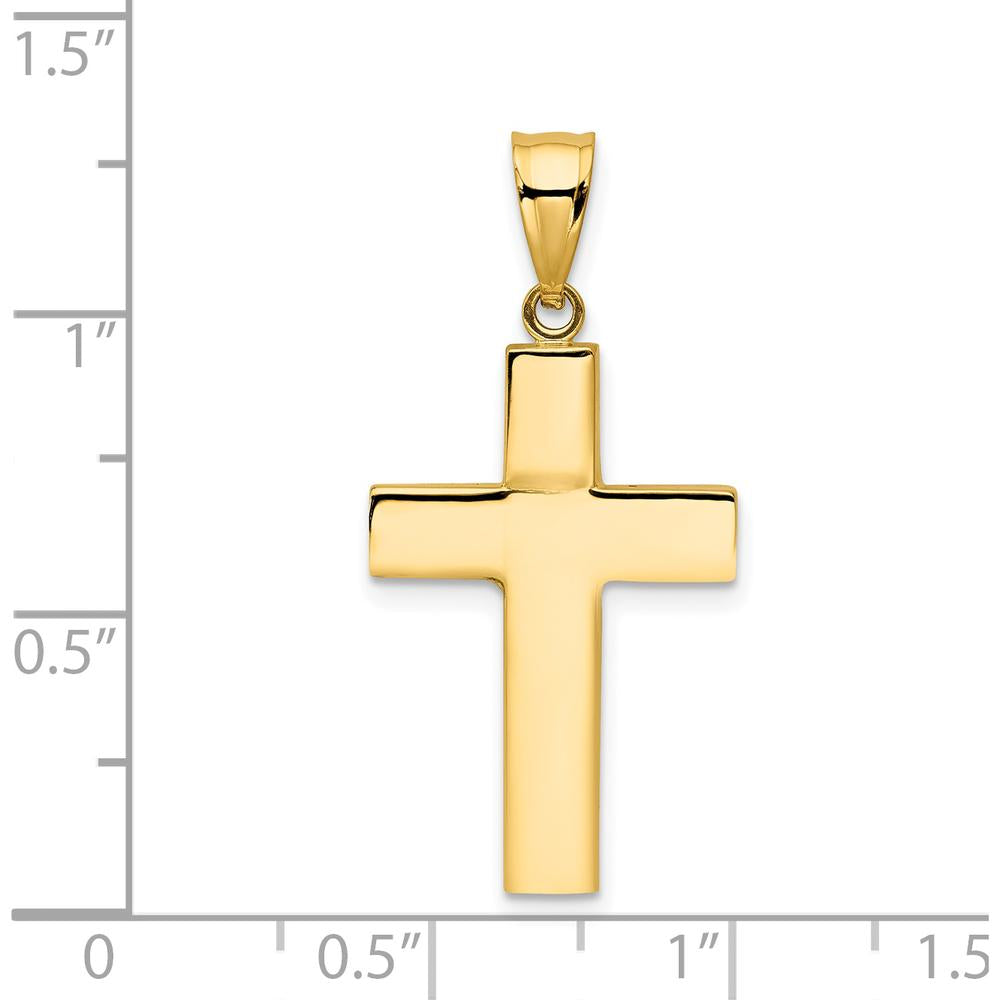 14K Yellow Gold Hollow Cross Pendant - Polished Finish by Oro Pregiato