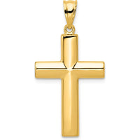 14K Yellow Gold Hollow Cross Pendant - Reversible and Polished Finish by Oro Pregiato