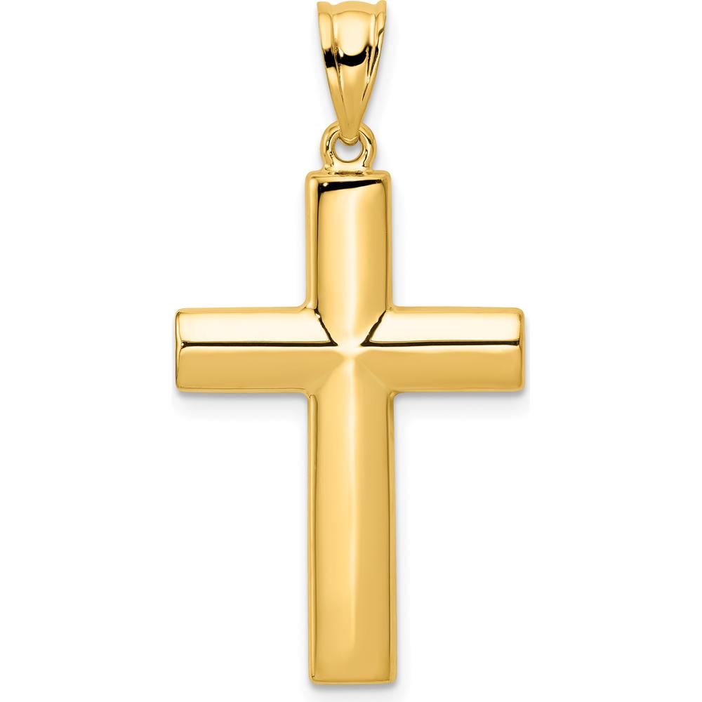 14K Yellow Gold Hollow Cross Pendant - Reversible and Polished Finish by Oro Pregiato